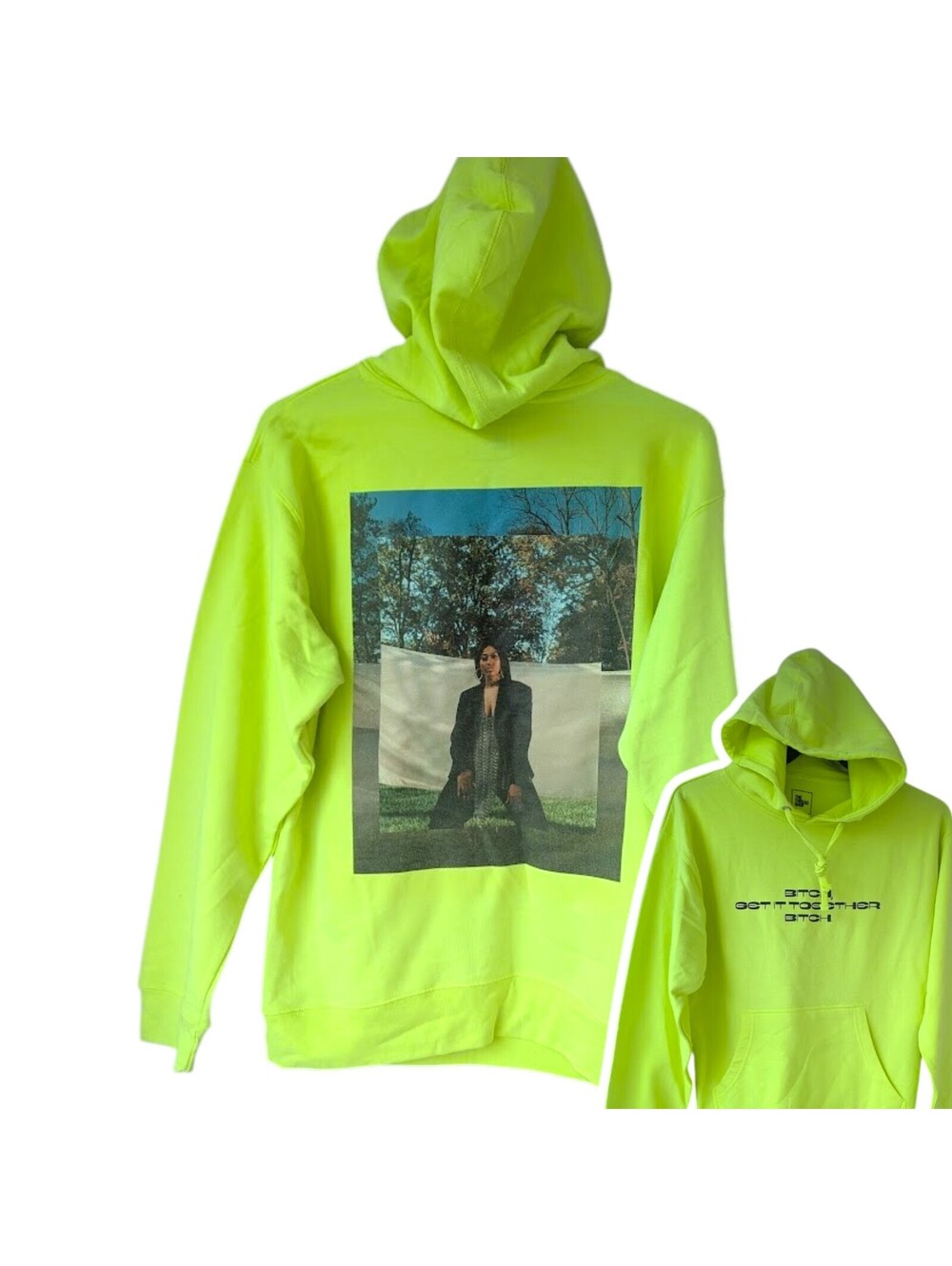 Jazmin Sullivan Outlawz Hoodie Get It Together M Neon Yellow Sweatshirt 21x28